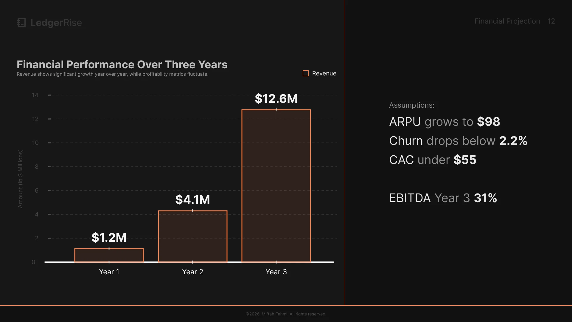 LedgerRise pitch deck slide 12