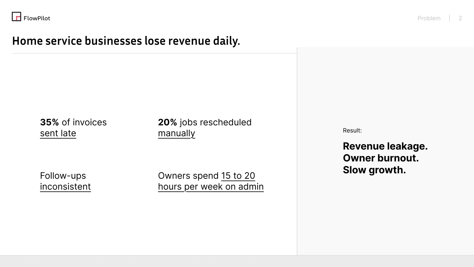 FlowPilot pitch deck slide 2